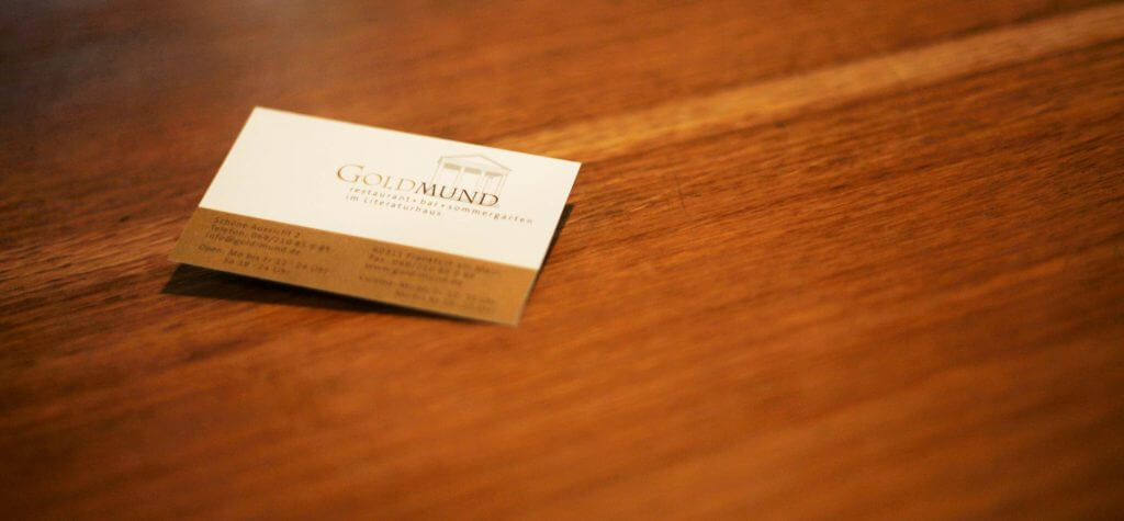 Visitenkarte des Frankfurter Restaurants Goldmund